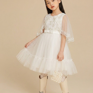White Princess Dress Elegant Party Wear for Little Girls