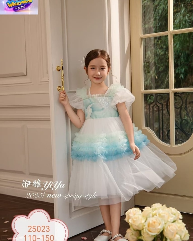 White magical baby dress with gentle shimmer, enchanting fairy-tale party dress for little girls birthday celebrations and photoshoots