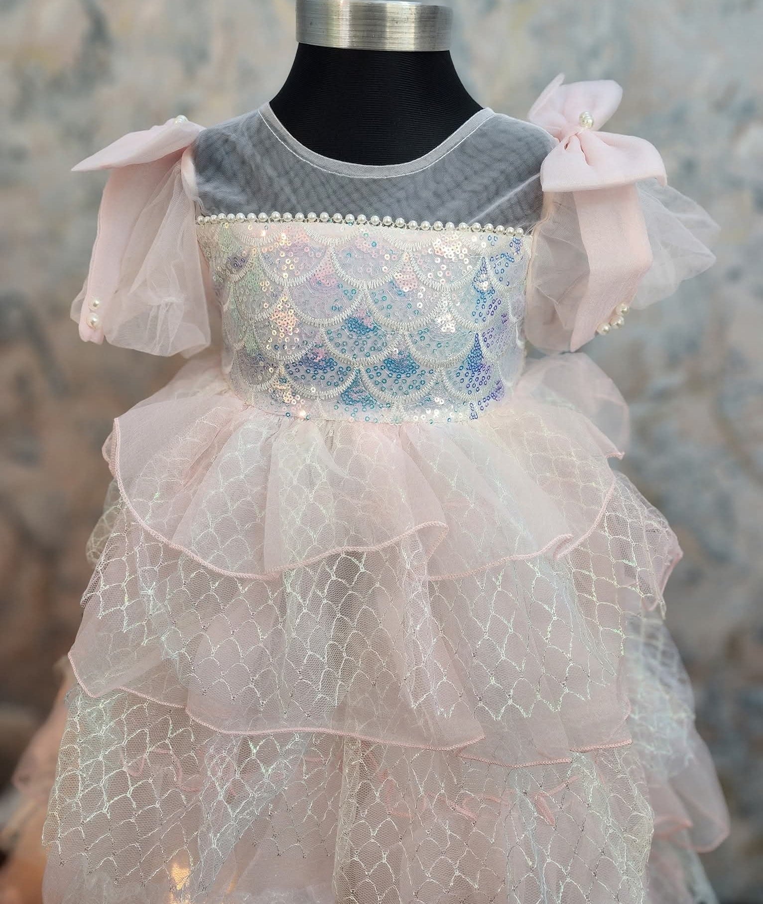 Baby Girl Summer Dress - Cute Baby Pink Mermaid Dress for Little Girls