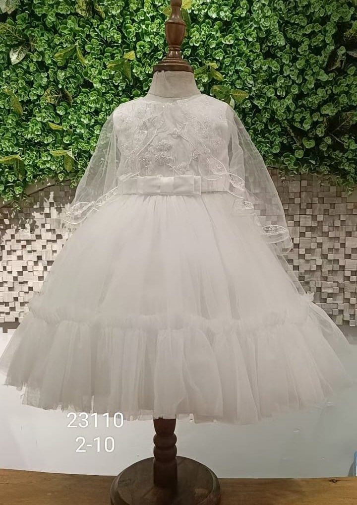 White Princess Dress Elegant Party Wear for Little Girls
