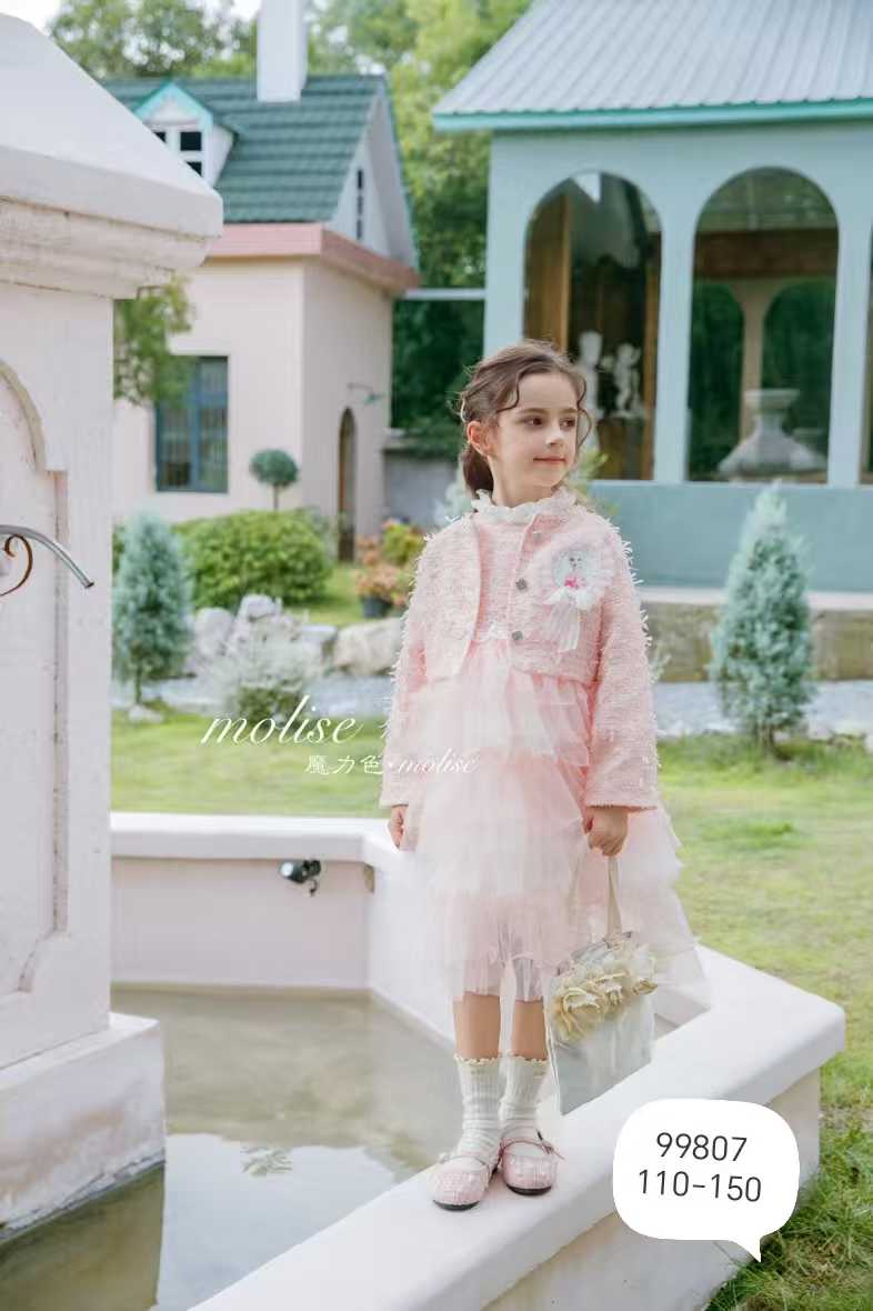 Elegant Baby Girl Winter Dress - Light Pink Multi-Layered Frock with Fancy Jacket