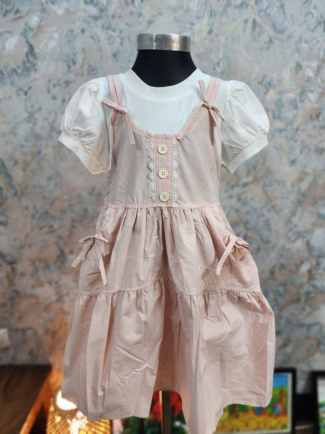 Pink Cotton Fit and Flare Dress for Girls – Elegant Twirl-Worthy Kids Party Dress Bangladesh