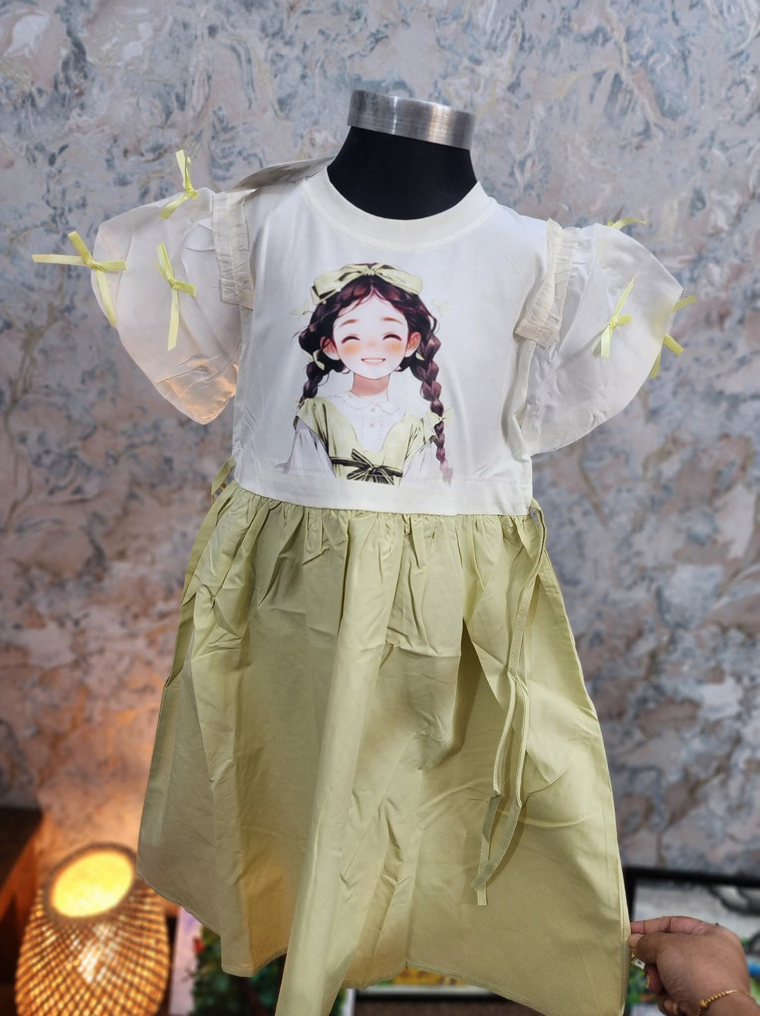 Baby Pink Ribbon Cotton Doll Dress for Girls – Sweet Girly Kids Party Dress Bangladesh