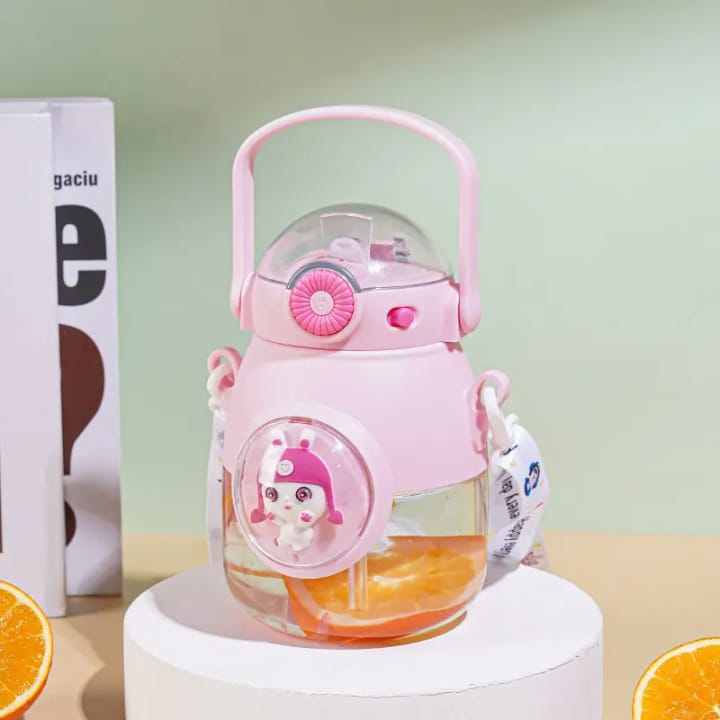 3D Sticker 900ml Cartoon Kids Water Bottle with Carrying Strap - BPA-Free Tritan Material Bangladesh