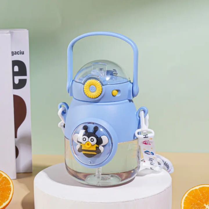 3D Sticker 900ml Cartoon Kids Water Bottle with Carrying Strap - BPA-Free Tritan Material Bangladesh