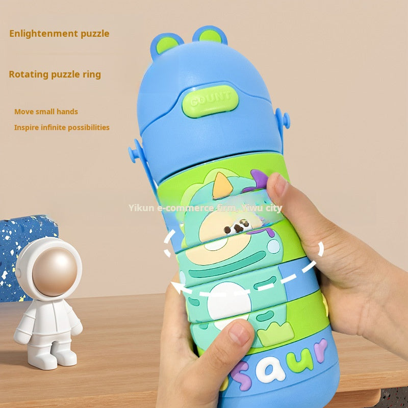 Baby Puzzle Swirling Portable Cartoon Water Bottle - BPA-Free & Leak-Proof