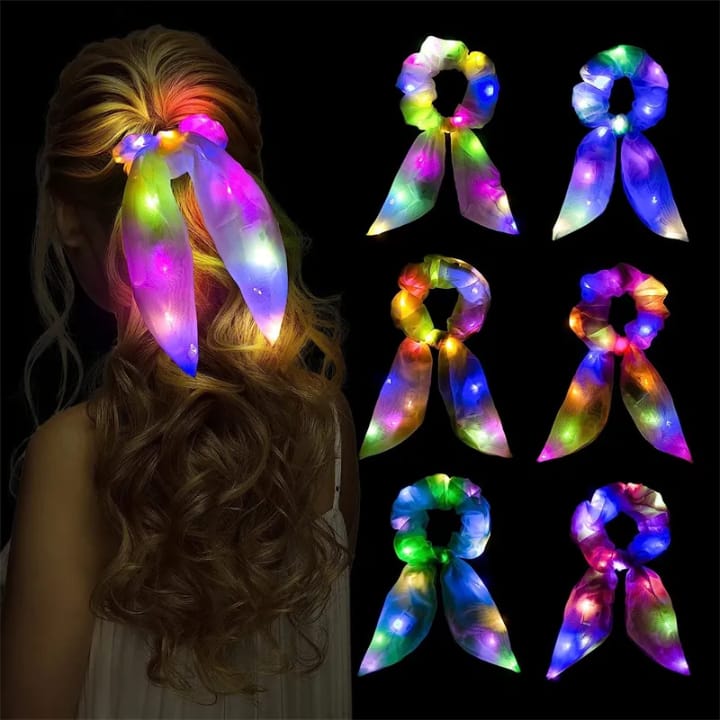 LED Glowing Ribbon Hair Ring Multiple Colors Light-Up – Girls Hair Accessories Bangladesh