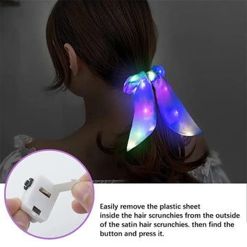 LED Glowing Ribbon Hair Ring Multiple Colors Light-Up – Girls Hair Accessories Bangladesh