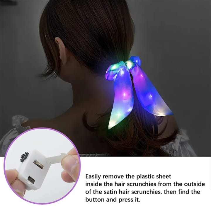 LED Glowing Ribbon Hair Ring Multiple Colors Light-Up – Girls Hair Accessories Bangladesh