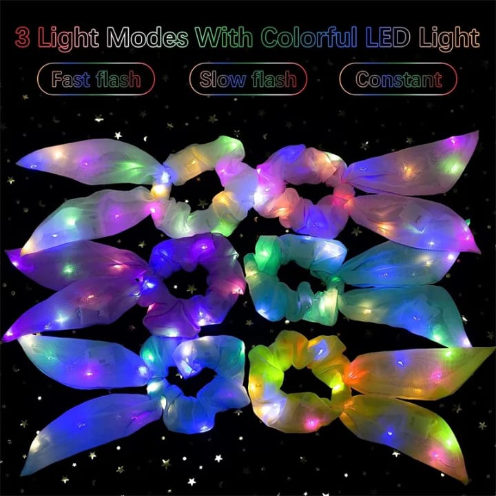 LED Glowing Ribbon Hair Ring – Light-Up Hair Accessories (Multiple Colors)