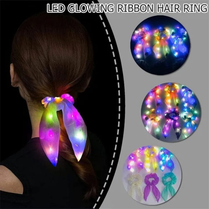 LED Glowing Ribbon Hair Ring – Light-Up Hair Accessories (Multiple Colors)