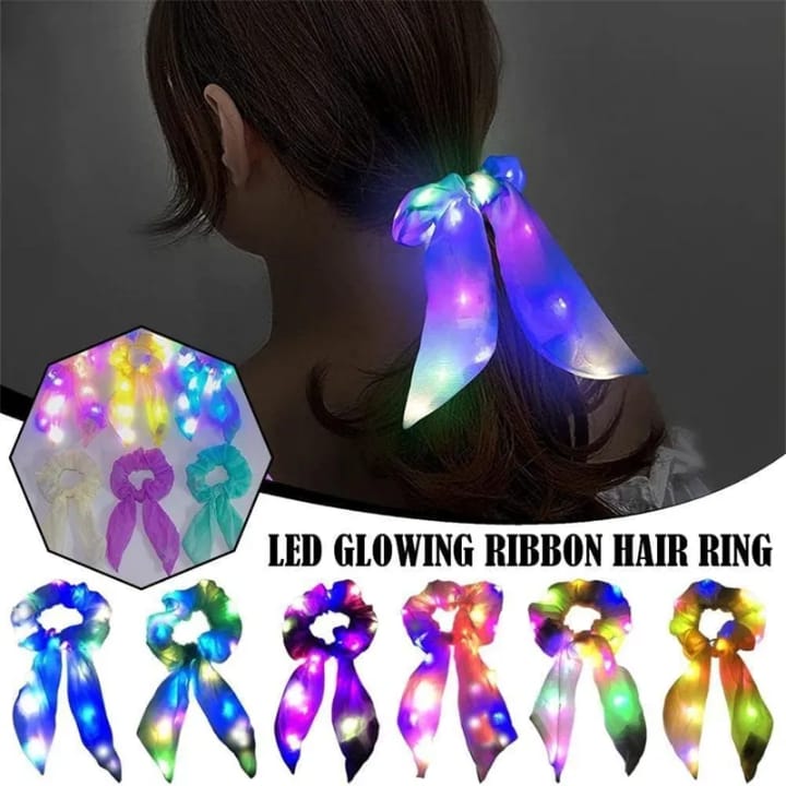 LED Glowing Ribbon Hair Ring – Light-Up Hair Accessories (Multiple Colors)