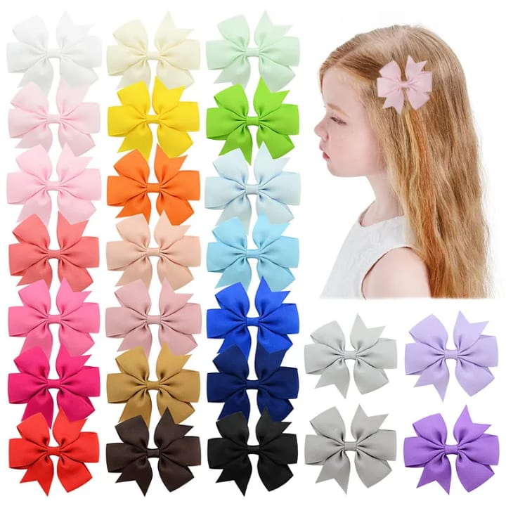 Girls Bow Hair Clip Ribbon Colorful Cute Sweet 2 Pieces – Baby Girl Hair Clips 