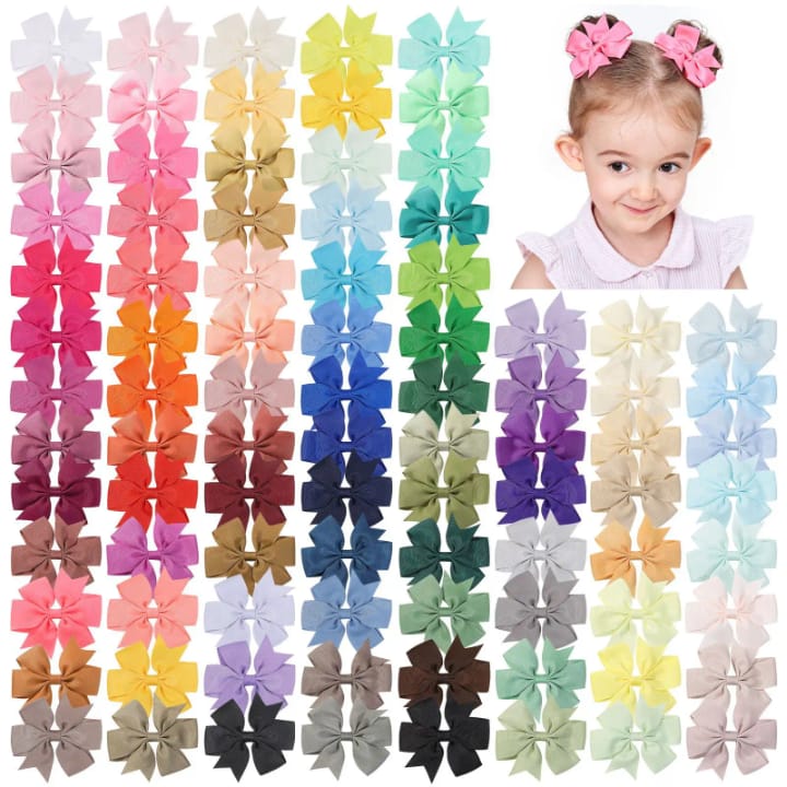 Girls Bow Hair Clip Ribbon – Colorful Portable Cute Sweet Accessory