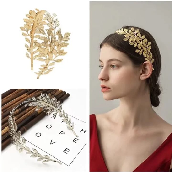 Elegant Golden Leaf Bridal Headband – Laurel Wreath Wedding Headdress