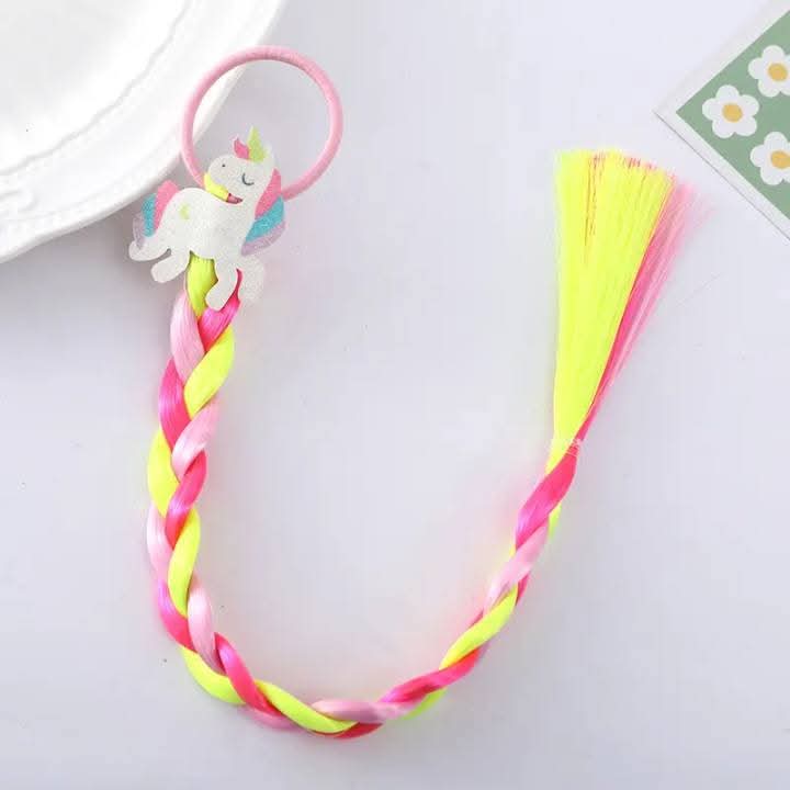 Children's Colorful Hair Extensions with Clips – Wig Braided & Straight Styles