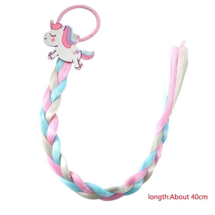 Children's Colorful Hair Extensions with Clips – Wig Braided & Straight Styles