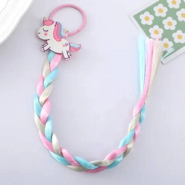 Children's Colorful Hair Extensions with Clips – Wig Braided & Straight Styles