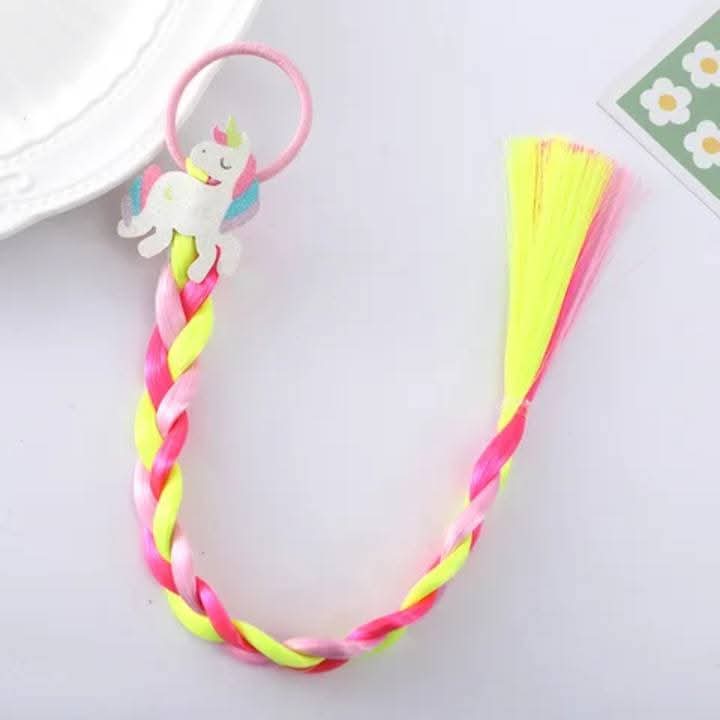 Children's Colorful Hair Extensions with Clips – Wig Braided & Straight Styles