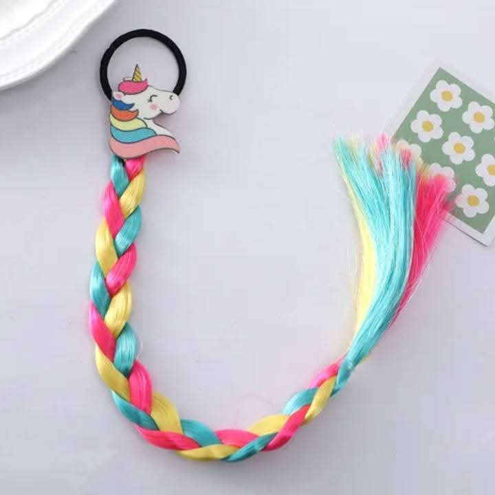 Children's Colorful Hair Extensions with Clips – Wig Braided & Straight Styles