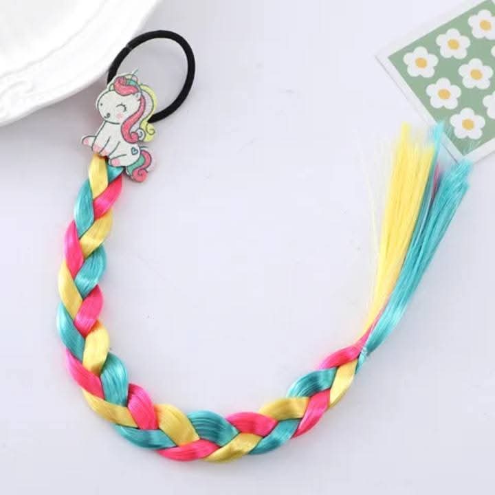 Children's Colorful Hair Extensions with Clips – Wig Braided & Straight Styles