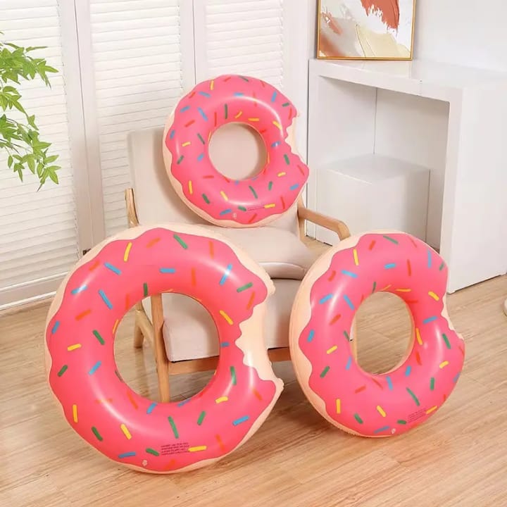 Inflatable Donut Swimming Ring - Fun & Safe Pool Float for Kids & Adults, Tropical Style