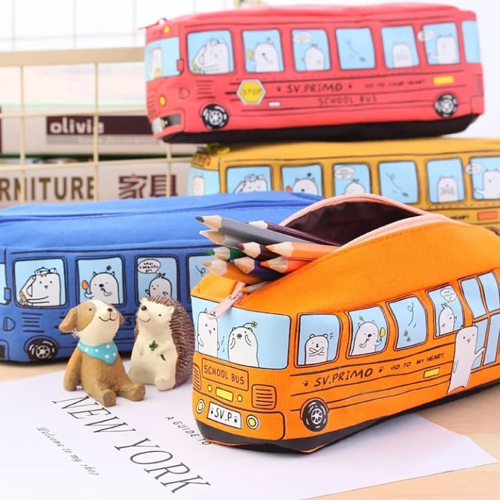 Cartoon Bus Shape Stationery Box