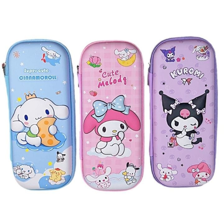 Cute 3D My Kuromi cartoon stationery box with kawaii character design, versatile PU pouch for school supplies makeup and accessories