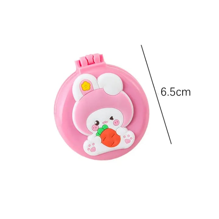 Compact Folding Comb with Mirror - Cute Cartoon Design Portable Hair Brush Set for Girls