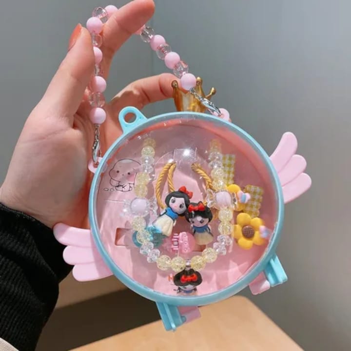MIO Mini Cute Princess Angel Shape Handbag - Girls Hair Accessories Jewelry Gift Set