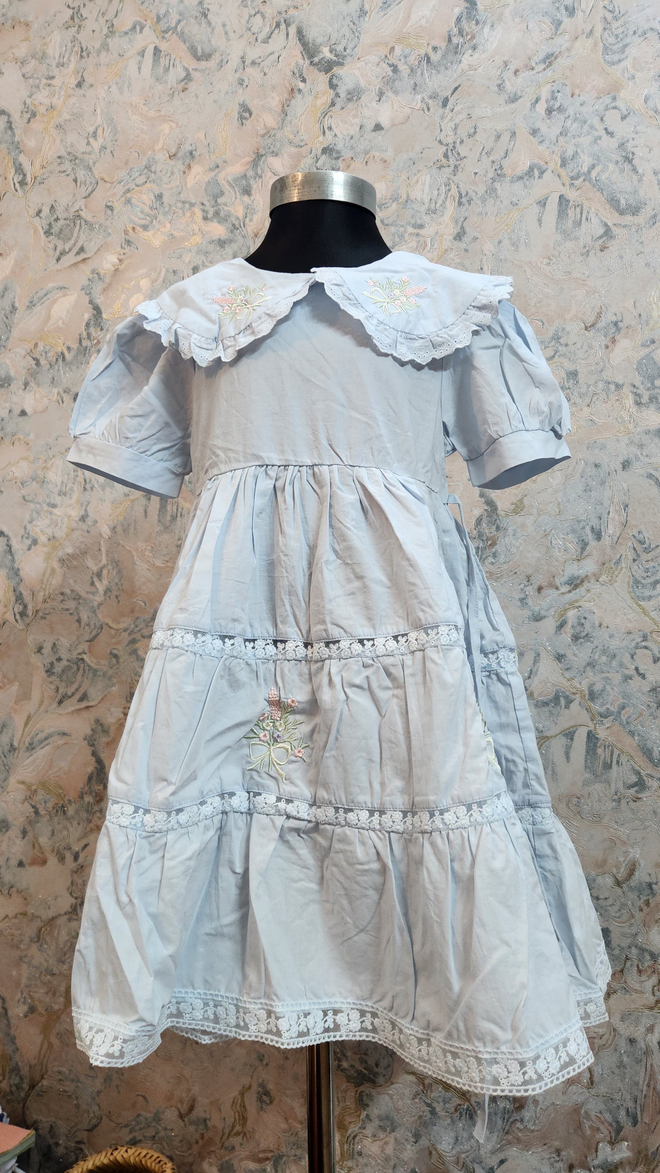 Soft Blooms On Blue - Girls Bubble Short