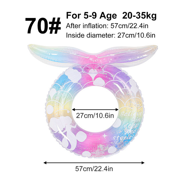 Mermaid Pocket Loop Underarm Swimming Ring - Inflatable Pool Float for Kids & Adults