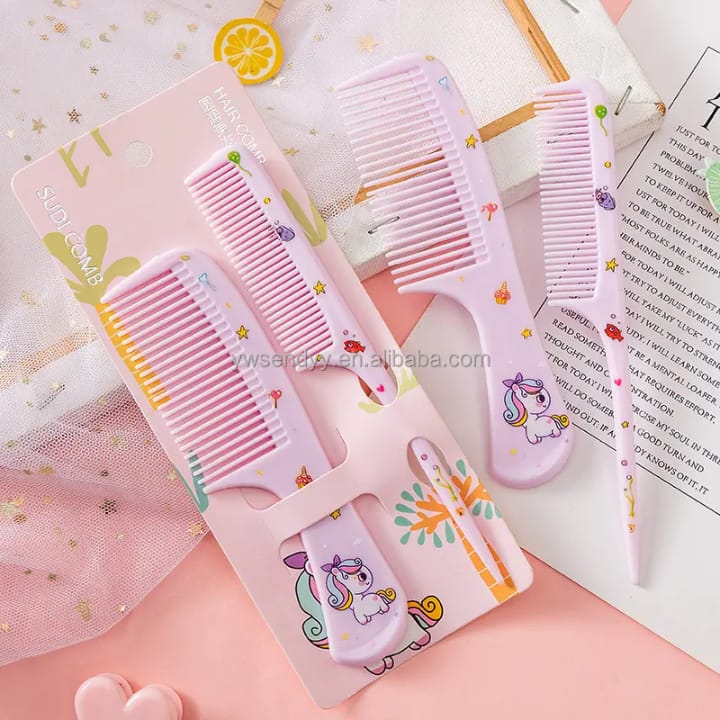 2 Piece Cute Hair Comb Set – Fine-Tooth & Rat-Tail Design (Pink & Blue)