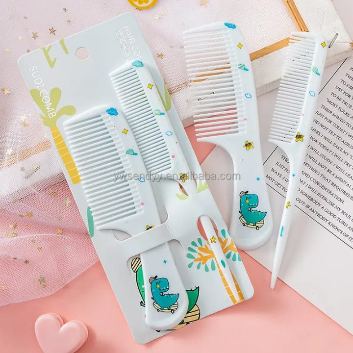 2 Piece Mini Cute Hair Comb Set Fine-Tooth Rat-Tail Pink Blue with Strawberry Character Design – Girls Hair Accessories Bangladesh