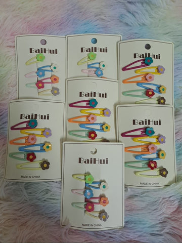 BaiHui Flower Snap Hair Clips Set - Colorful Children's Hair Accessories