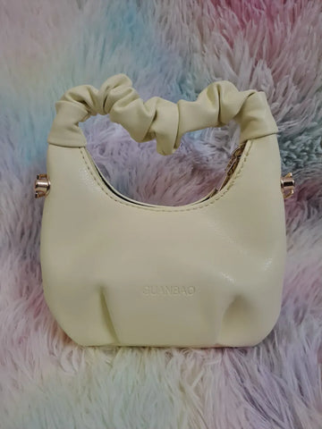 GUANBAO Cream Ruched Handle Hobo Bag - Classic Neutral Fashion Purse